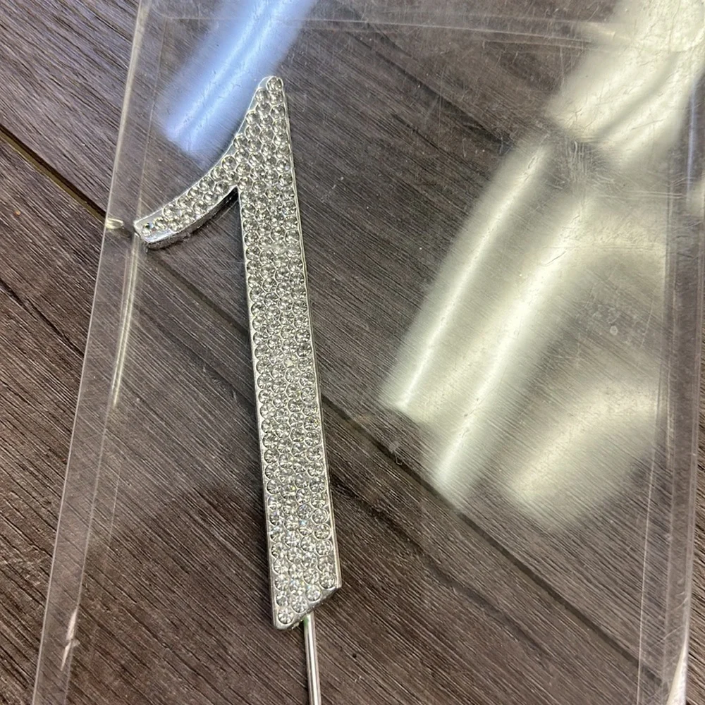 Number 1 Rhinestone Cake Topper